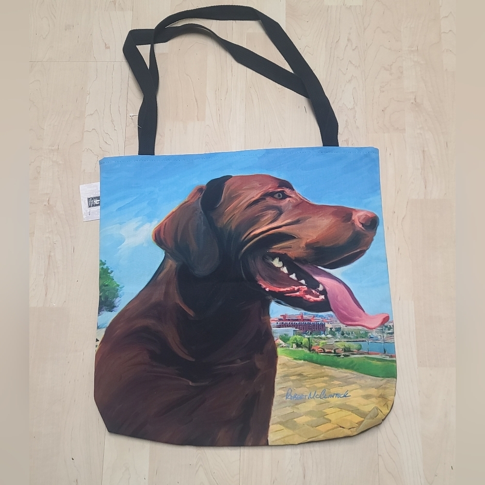 View from the hill Chocolate Labrador Dog Tote Bag NWT Robert McClintock - Picture 2 of 8